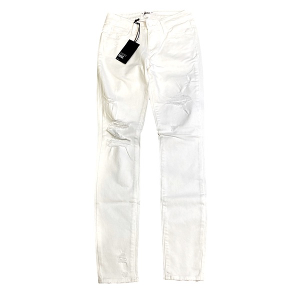 NWT Paige Verdugo Mid Rise Ultra Skinny Jean White Distressed - Picture 6 of 9